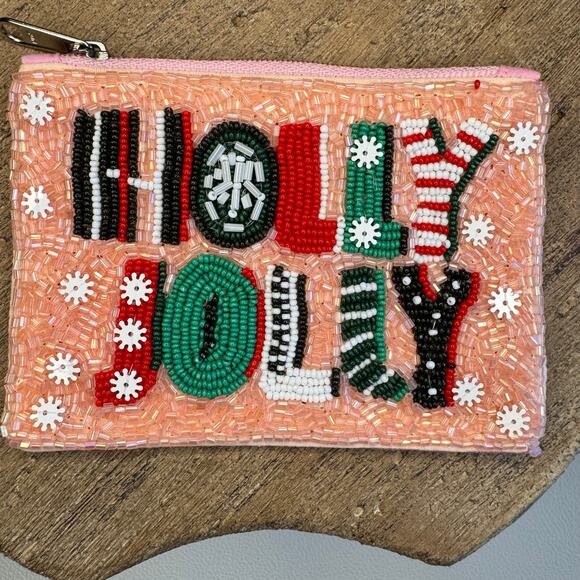 Beaded Holiday Coin Purse Flower Coin Purse Accessories Travel Pouch NEW - Picture 3 of 5
